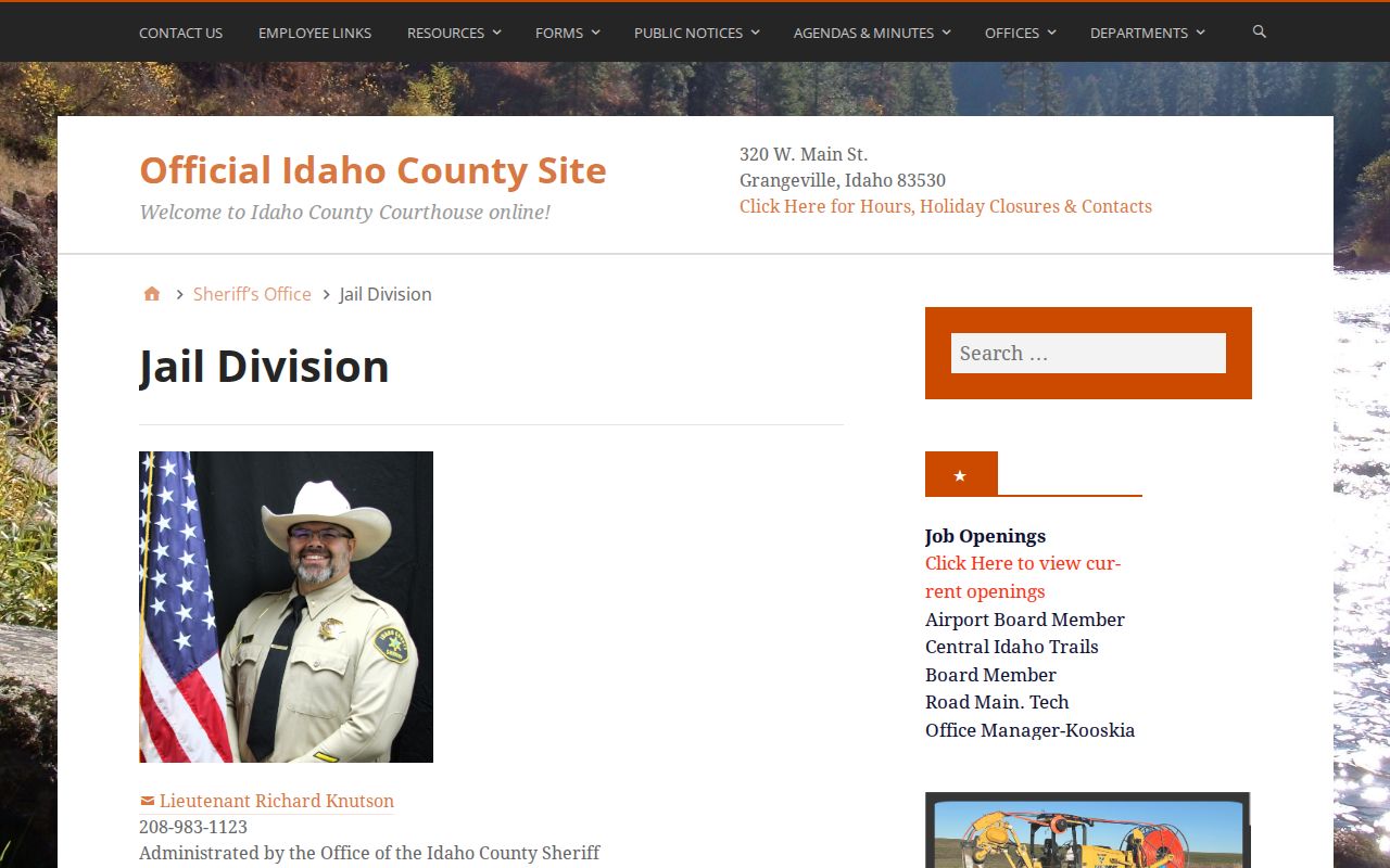 Official Idaho County Jail Division information