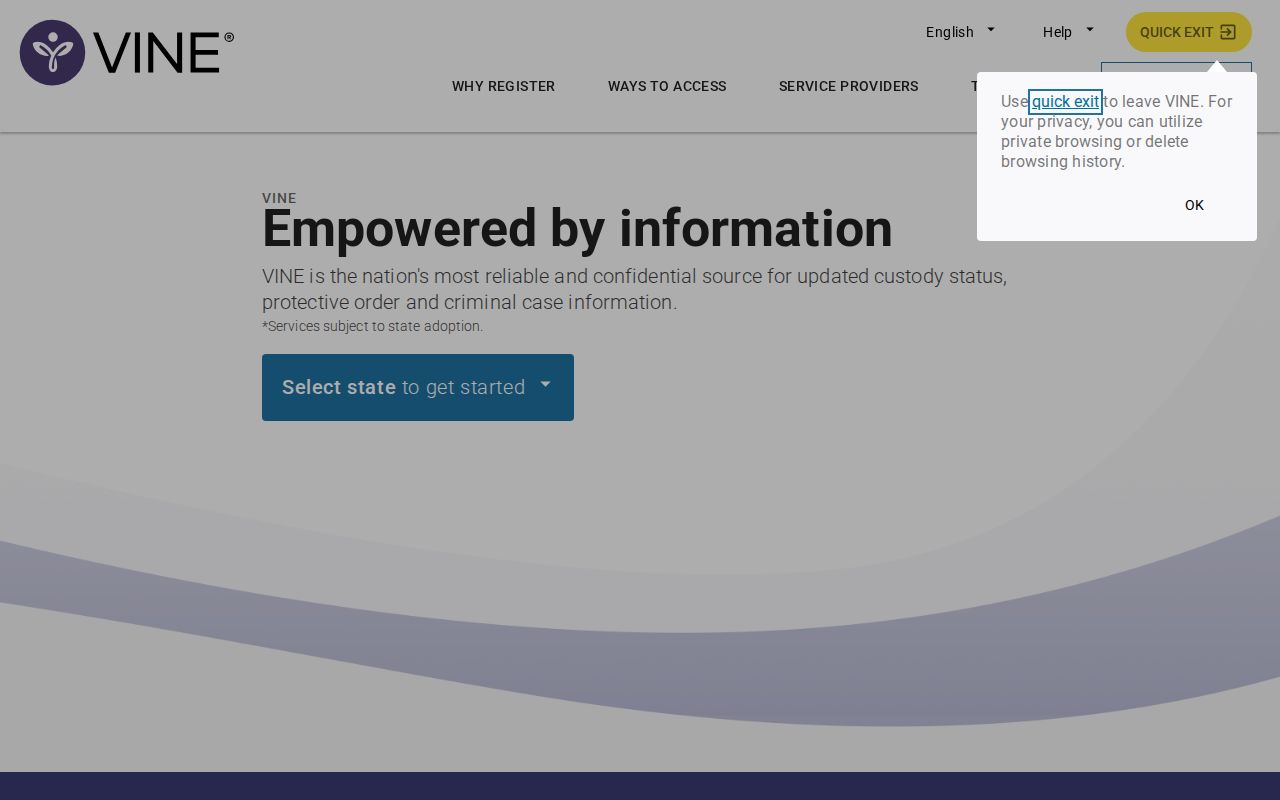 Idaho County VINELink release check search screen